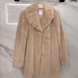 Zara Faux Fur Light pink teddy coat -size S